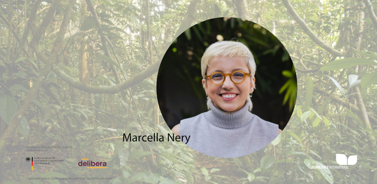 Image Banner Marcella Nery - Copyright notice Democracy International Canva Pro Account