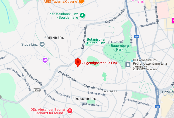 Image map screenshot Youth hostel Linz