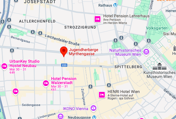Image map screenshot Youth hostel Vienna