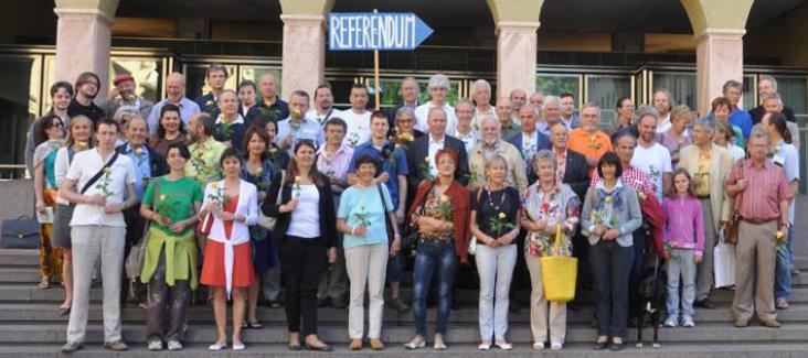 Activists of the Initiative for More Democracy in South Tyrol