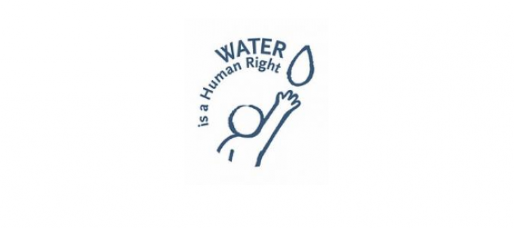 The logo of the ECI "Water is a human right"