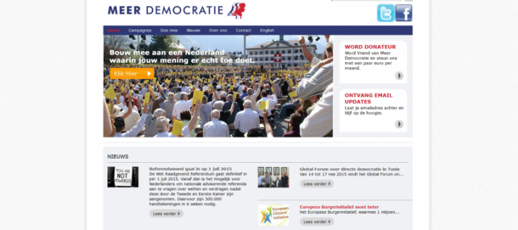 A screenshot of www.meerdemocratie.nl