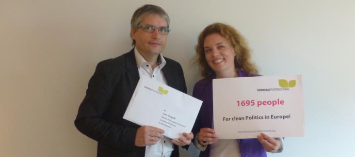 Sven Giegold, Member of European Parliament and Cora Pfafferott, representing Democracy International Sven Giegold, Member of European Parliament and Cora Pfafferott, representing Democracy International