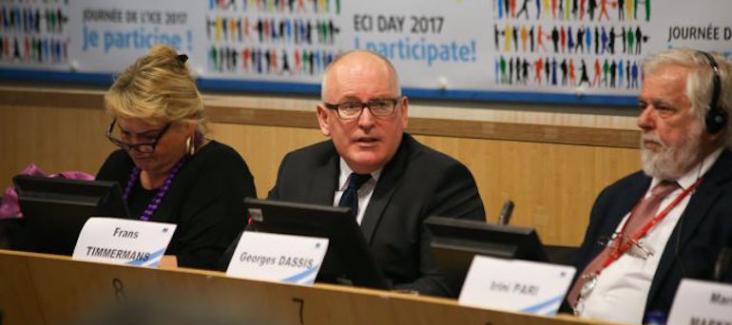 Commissioner Timmermans at ECI Day 2017, Photo: The ECI Campaign